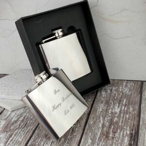 Personalised Hip Flask In Gift Box with Free Engraving. Engraved 5oz Hip Flask for Best Man, Birthday, Groom, Father Of The Bride, Dad & Fathers Day.