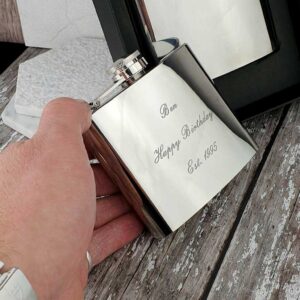 Personalised Hip Flask In Gift Box with Free Engraving. Engraved 5oz Hip Flask for Best Man, Birthday, Groom, Father Of The Bride, Dad & Fathers Day.