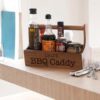 BBQ Condiment Caddy For Dad & Father's Day Personalised with Free Engraving. Personalised BBQ Storage Caddy Engraved with name up to 25 Letters.