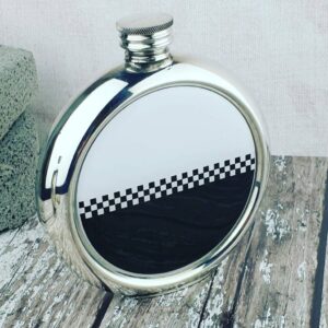 Personalised Ska Hip Flask with Free Engraving and optional gift wrapping delivered direct to the recipient. Ska Hip Flask with Personalised Engraved message.