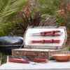 Personalised BBQ Tools Gift Set In Personalised Wicker Case for Dad, Birthday or Father's Day. BBQ Tool Set with 3 Engraved Letters on Wicker Carry Case. On ShopStreet.ie - Ireland