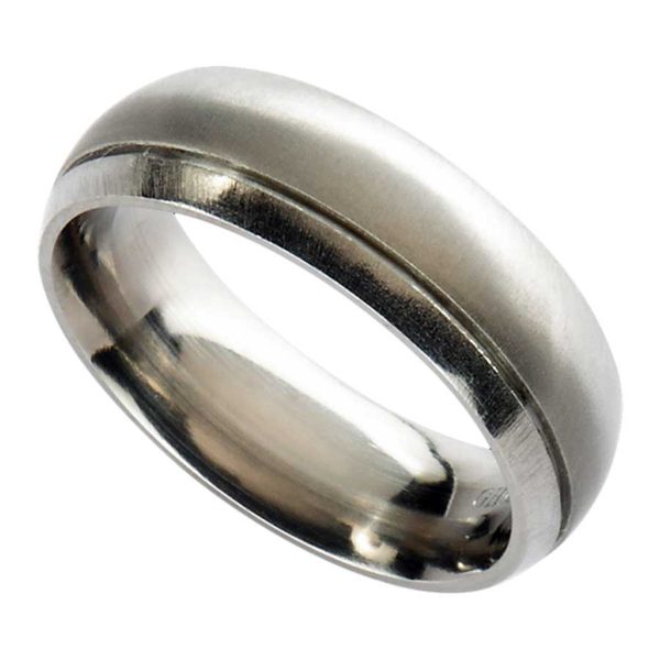 Mens Titanium Wedding Ring - Handmade Men's Wedding Ring In Polished and Satin Finish Titanium. Made To Order Men's Titanium Wedding Ring with Personalised Engraving & Gift Wrapping.