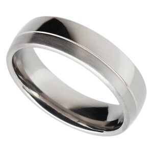 Handmade Men's Wedding Ring In Titanium - Blended Court Wedding Ring with Off Set Groove. Made To Order Personalised Mens Titanium Wedding Ring.