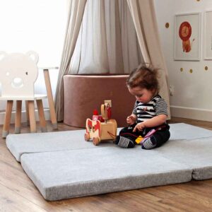 Light Grey Play Mat - Square Foam Playmat For Children, New Born, Babies, Toddlers, Kids, Bed Room & Nursery. Soft & Child Safe. 120x120x5cm.