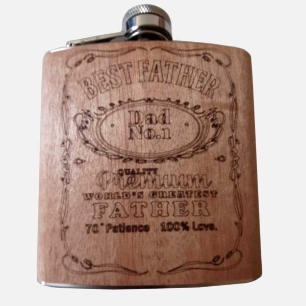 Fathers Day Hip Flask | Best Father | Dad No1. "Best Father" Father's Day Hip Flask. Fun Fathers hip flask with "70% Patience & 100% Love" on the front for 6ozs of Dads favourite nip. On ShopStreet.ie