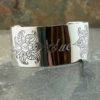 Personalised Embossed Flower Silver Cuff Bangle. Handmade & Hallmarked Silver Cuff Bangle Engraved on Outside & Inside. Handmade Silver Ladies Gift For Her