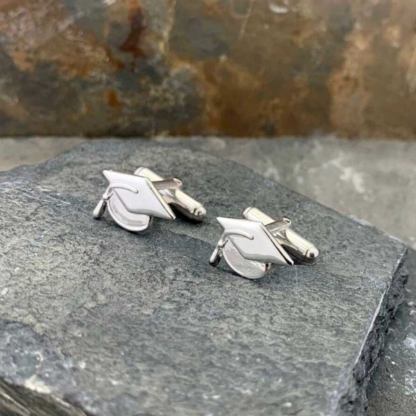 Graduation Silver Cufflinks For Graduates, Students, Teachers or Lecturers. Handmade Sterling Silver Graduation Graduate Cufflinks. Gift Wrapping Available.