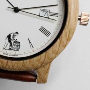 Handmade Irish Whiskey Cask Wood Watch with Free Personalised Engraving. 