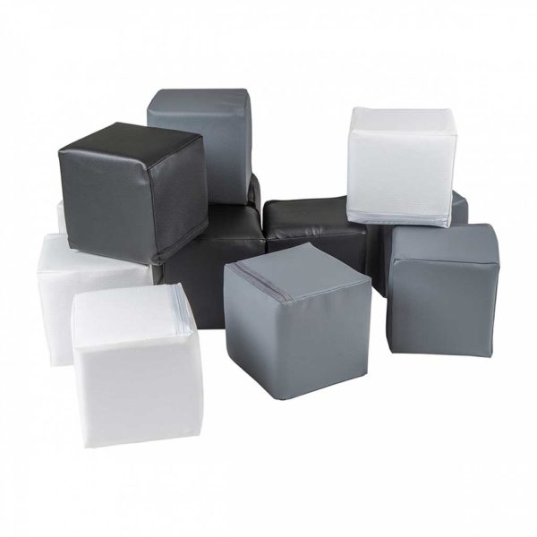 Large Play Building Blocks For Kids in Black, White & Grey - 12 Play Blocks 15x15cm for Toddlers, Kids, Children, Bedroom, Nursery, Play Spaces. Ships to Ireland Direct.