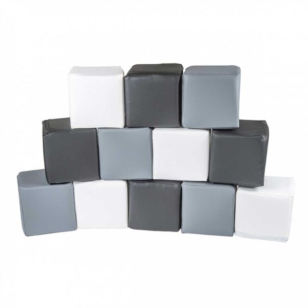 Large Play Building Blocks For Kids in Black, White & Grey - 12 Play Blocks 15x15cm for Toddlers, Kids, Children, Bedroom, Nursery, Play Spaces. Ships to Ireland Direct.