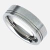 Personalised Men's Titanium Wedding Ring with Twin Offset Fine Grooves in Brushed Satin or Polished Finish. Handmade To Order Titanium Ring with Engraving. Shipped direct to Ireland.
