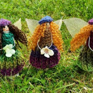 Aromatherapy Fairy with Essential Oils in Personalised Hand Crochet or Donegal Tweed Dress and choice of Hair, Eye Colour & optional Gift Wrap. Ireland.