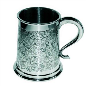 Celtic Spirals Tankard. Handmade Celtic Tankard with optional Personalised Engraving, Satin Gift Box & Gift Wrapping. Handmade & Engraved To Order.
