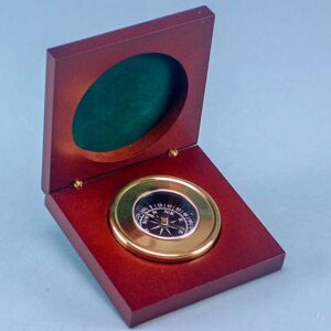 Personalised Brass Compass In Engraved Wooden Box. Compass Gift for Yachtsman, Yachtswoman, Sailor or Traveller with Free Personalised Engraving. Shipped direct to Ireland.
