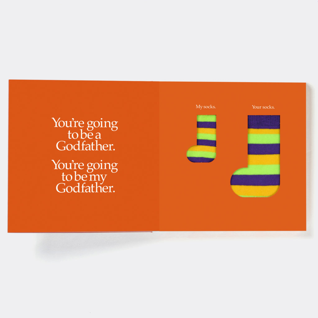 Godfather Gift Book & Socks - Perfect Godfather gift to tell him he is going to be a Godparent, with matching socks present for God Father & Baby, from Ireland. On ShopStreet.ie - Handmade & Personalised Gifts, Ireland.