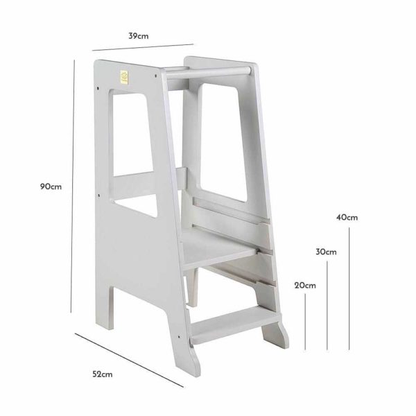 White Kitchen Helper Tower Step Stool. Scandinavian Design Premium White Kitchen Helper Tower for Children. Adjustable Height to Help Mum & Dad.