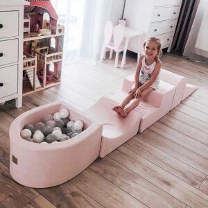 Foam Playset, Ball Pit, 100 Balls & Light Pink Velvet Cover for Children. Toddler 5 Piece Foam Playset, Ball Pit & 100 Balls in Pink Washable Cover, Ireland