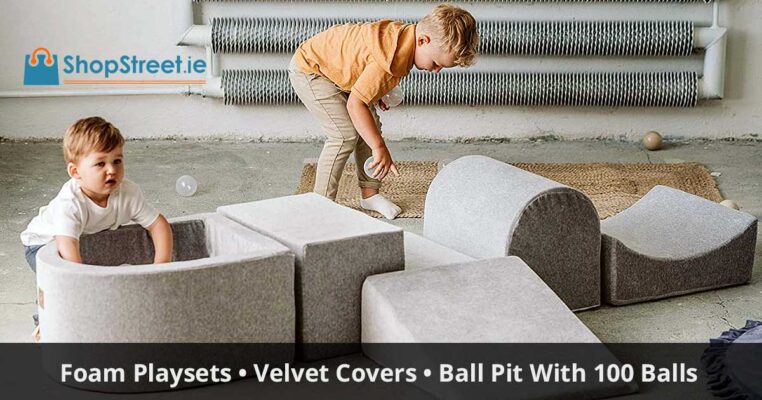 Foam Playset, Ball Pit, 100 Balls & Velvet Cover. Kids & Child Five Piece Foam Playset inc Ball Pit & 100 Balls with Beige Velvet Cover, Ireland