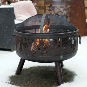 Fire Pit Brazier BBQ Ireland - Retro Fire Pit Brazier & Barbecue With Spark Guard & Wide Cooking Grill for Garden & Camping. Fire-Pit & BBQ Delivered in Ireland