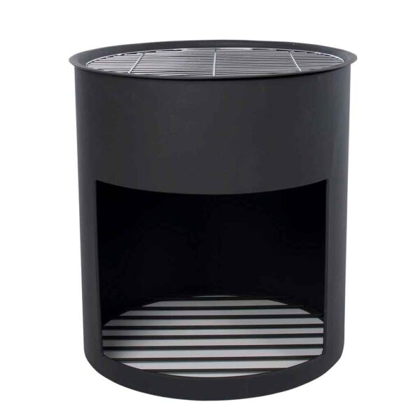 Fire Pit BBQ Ireland - Fire Pit Barrel, Wood-Fired Barbecue & Log Wood Storage for Patio & Garden. Black Steel Firepit, BBQ & Wood Storage Delivered in Ireland