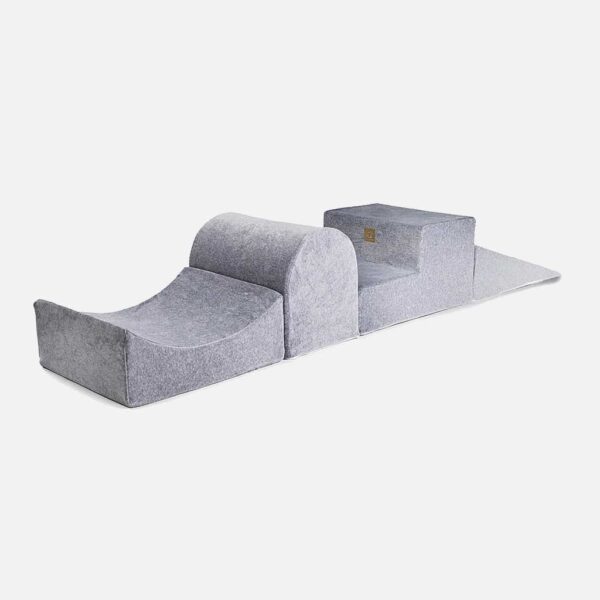 Grey Playset. Four Module Indoor Play Set with Light Grey Velvet Cover for Kids. Luxury 4 Piece Foam Play Set in Washable Velvet Cover. Delivered Ireland