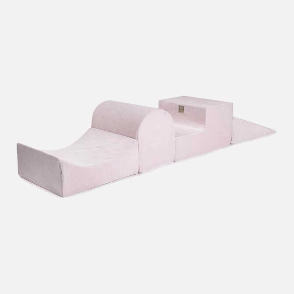 Pink Playset. Four Module Indoor Play Set with light Pink Velvet Cover for Kids. Luxury 4 Piece Foam Play Set in Washable Velvet Cover. Delivered Ireland