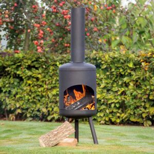 Black Chiminea Delivered Ireland - Black Chiminea in Modern, Stylish Design, Powder-Coated Steel for Garden & Patio delivered in Republic Of Ireland