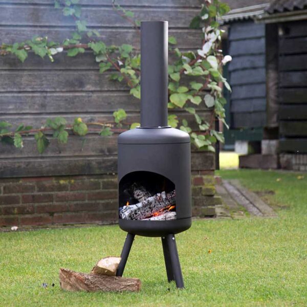 Black Chiminea Delivered Ireland - Black Chiminea in Modern, Stylish Design, Powder-Coated Steel for Garden & Patio delivered in Republic Of Ireland