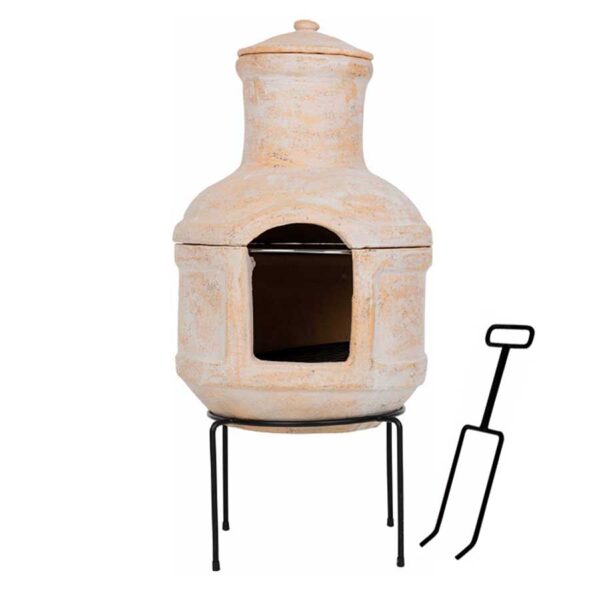 Chiminea & BBQ Grill Delivered Ireland - Handmade Clay Chiminea & BBQ Grill, Lid & Poker for Patio & Garden delivered to All Locations in Republic Of Ireland