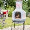 Chiminea & BBQ Grill Delivered Ireland - Handmade Blue & Red Clay Chiminea & BBQ Grill & Lid for Patio & Garden delivered to All Locations in Republic Of Ireland