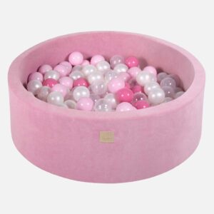 Dark Pink Velvet Ball Pit with Dark Pink Velvet Cover & 200 or 250 Balls For Kids - Round Velvet Foam Ball Pit With 200 or 250 Balls, Washable Cover & Custom Ball Colours. 90x30cm. Delivered Ireland.