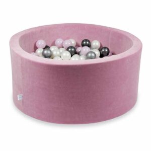 Rose Pink Soft Velvet Ball Pit & 250 Balls For Kids, Indoors, Playroom & Play Area - Round Ball Pit, Washable Cover & Choice of Ball Colours. 90x40cm. Ireland