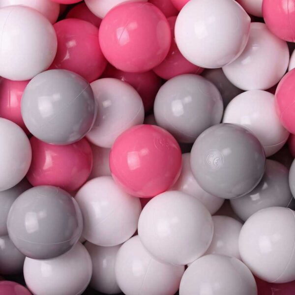 Dark Grey Handmade Ball Pit Pool For Children & Kids With 200 Balls (Grey, White & Light Pink), Washable Cotton Cover. 90x30cm Ball Pit Set.