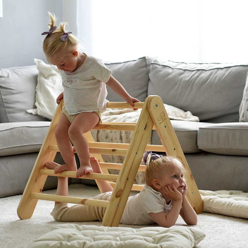 Climbing Triangle for Kids in Natural Wood. Handmade Montessori Childs Climbing Pikler Ladder for Playroom, Bedroom, Creche, Child Care & Pre-School, Ireland.