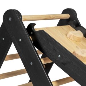 Black Climbing Triangle, 2in1 Indoor Slide & Rock Climbing Wall. Handmade Wooden Pikler Childs Climbing Ladder for Playroom, Bedroom, Creche & Child Care, Ireland