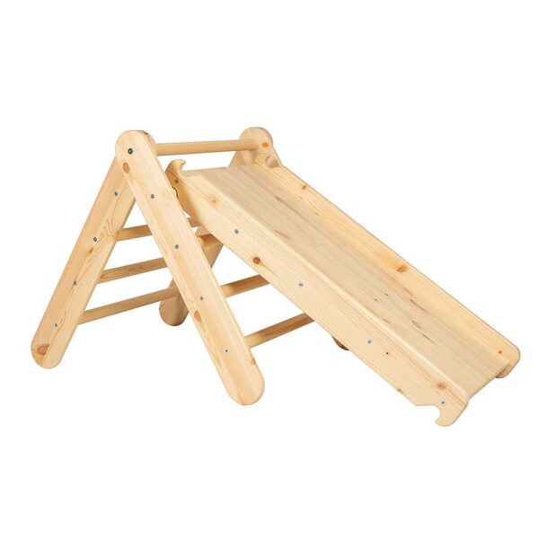 Climbing Triangle, Indoor Slide & Rock Climbing Wall 2in1. Handmade Wooden Pikler Triangle Ladder in Natural Wood for Playroom, Creche & Child Care, Ireland