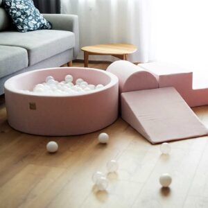 Pink 3 Piece Play Set Indoor Playground, Ball Pit & 200 Balls of your choosing. For Children, Play Room & Home with Light Pink Velvet Cover. Handmade Playground