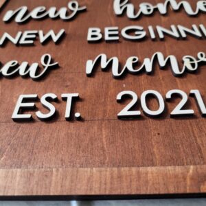 New Home Wooden Wall Plaque & Personalised Year Date. Personalised Handmade 3D House Warming Gift Wall Plaque 