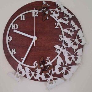Wooden Butterfly Clock Handmade in Birch Wood. 30cm Eco Friendly Wall Clock Decor with No ticking sound. Handmade in & shipped from Ireland.