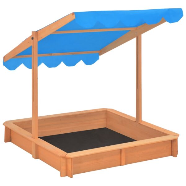 Sandpit Sandbox With Blue Roof 115x115x115cm. Kids Garden Sandpit Sandbox with Blue Adjustable Roof Cover & Groundsheet for Children delivered Ireland.