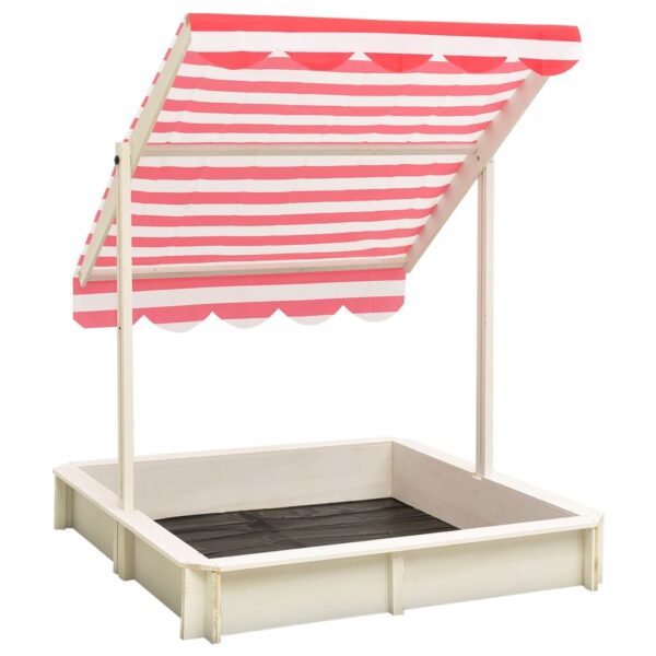 Sandpit with Candy Stripe Red & White Roof 115cm. Kids White Sandpit with UV50 Adjustable Roof Cover & Groundsheet for Children delivered Ireland.