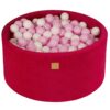 Magenta Ball Pit with Magenta Velvet Cover & 200 Balls For Kids - Round Velvet Foam Ball Pool With 200 Balls, Washable Cover & Custom Ball Colours. 90x40cm.