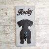 Personalised Dog Lead Hanger with 1 Hook. Customised Leash Holder with Dog Name, Breed Silhouette & 1 Hanger in a choice of colours. Handmade In Ireland.