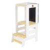 White Kitchen Tower With Blackboard for Toddlers. White & Wood Finish Handmade Kitchen Helper Step With Chalk Blackboard. Adjustable. 90x39cm.
