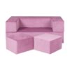 Pink Sofa Bed for Kids, Child & Children Ireland. Soft Foam Sofa with Two Poufs. Folds into Bed for Naps & Sleepover guests. 96Lx50Dx40H cm. Delivered Ireland.