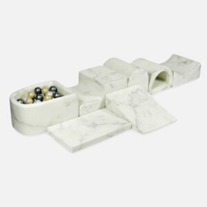 Marble 7 Piece Toddler Adventure Foam Set for Kids with Micro Ball Pit & 100 Balls (Metallic Graphite, Pearl & Transparent). Ireland & EU. Gift Note.