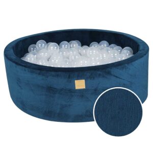 Marine Blue Velvet Corduroy Ball Pit & 200 Balls For Kids - Blue Corduroy Ball Pool, 200 Balls, Washable Cover & Ball Colour Selection, Ireland. 90x30cm
