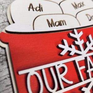 Hot Chocolate Christmas Tree Decoration Personalised with up to 6 Family Names. Handmade in Ireland with personalised name marshmallows.
