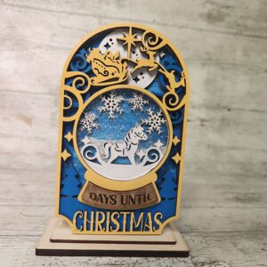 Count down to Christmas with our festive Christmas Countdown Shaker! Blue & Gold Christmas Snow Flake Shaker Decoration Handmade In Ireland.