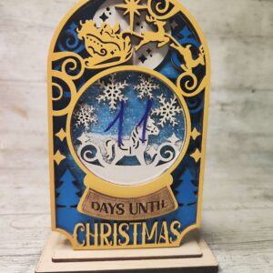 Count down to Christmas with our festive Christmas Countdown Shaker! Blue & Gold Christmas Snow Flake Shaker Decoration Handmade In Ireland.